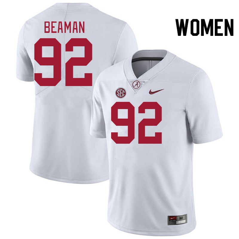 Women #92 Jeremiah Beaman Alabama Crimson Tide College Football Jerseys Stitched-White